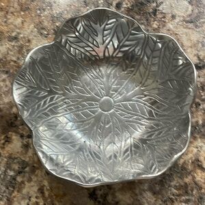 Pewter Bowl with Decorative Scalloped Cabbage Leaf Pattern
